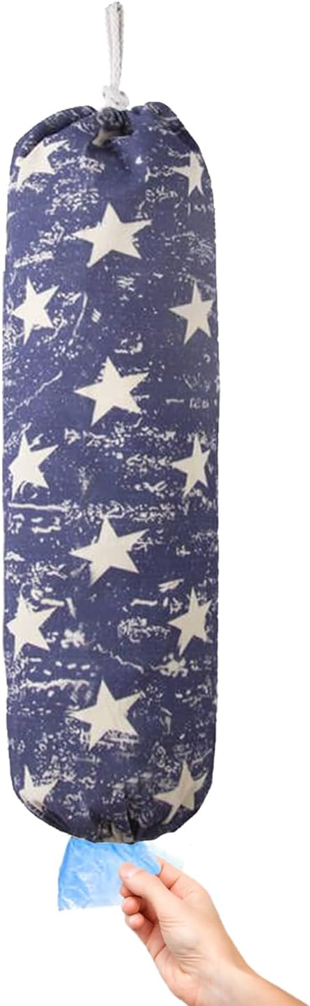 TOGETRUE Plastic Bag Holder, Wall Mount Grocery Bag Organizer, Heavy Duty Storage for Home Kitchen Camper (Blue Stars)