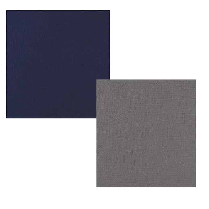 Muslin Square Playard/Playpen Fitted Sheets, Perfect for 36 X 36 Inch Portable Playard Soft 100% Cotton Grey & Navy