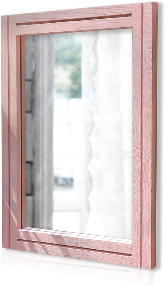 AAZZKANG Rectangle Mirror with Wood Framed Modern Farmhouse Hanging Wall Mirrors Decor for Bedroom Bathroom Living Room Home Entryway Large 20"x16"