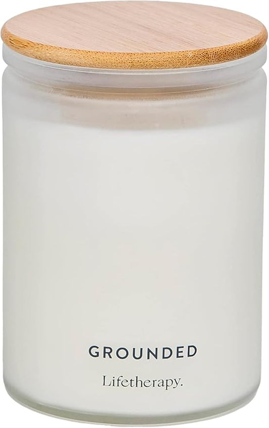 Lifetherapy Grounded Large Soy Candle - Inspiring Scent, Natural Soy Wax, Clean 75 Hour Burn, Long Lasting Aroma, 10 Ounce