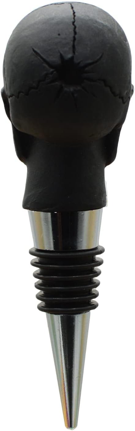 Skull Decor Wine Stopper With Bullet Holes Bottle Stopper Gift for Halloween,Christmas, Black