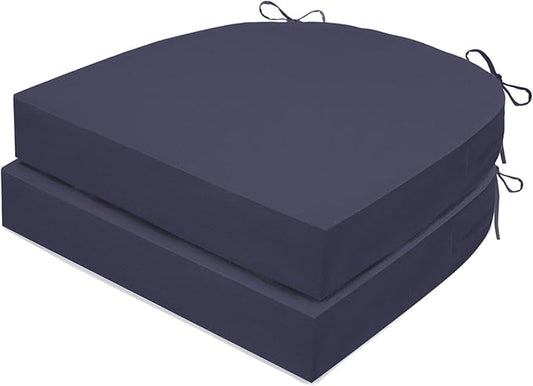 Outdoor Chair Cushions Set of 2, Waterproof Memory Foam Patio Seat Cushions with Ties for Garden Sofa & Dining Furniture, 3-Year Color Fastness, 16x17x2 Inch, Grey