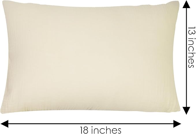 Organic Cotton Muslin Mini Pillowcases with Envelope Design,2 Pack Ultra Breathable Kids Toddler Pillowcases for Boys and Girls- 13 x 18 inches (Beige)