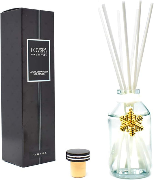 LOVSPA Peppermint Bark Reed Diffuser Set - Holiday Peppermint Candy Cane Scent Diffuser - Reed Diffusers for Home with Long Lasting Fragrance - Non-Toxic Oil Reed Diffuser - Made in The USA
