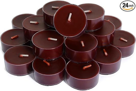 DEYBBY Scented Tealight Candles, Long Lasting Soywax Tea Candle Used for All of Holders|Clear Cup|24 Counts|Up to 4 Hour Burn Time|Apple Cinnamon