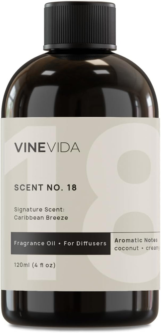VINEVIDA Caribbean Breeze Fragrance Oil for Cold Air Diffusers - (4 Fl Oz) - Essential Oils for Diffuser Oil Refill & Air Freshener Room Spray