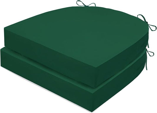 Outdoor Chair Cushions Set of 2, Waterproof Memory Foam Patio Seat Cushions with Ties for Garden Sofa & Dining Furniture, 3-Year Color Fastness, 18x18x3 Inch, Green