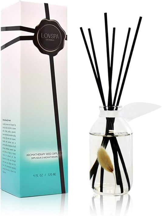LOVSPA Clean Cotton Blossom Reed Diffuser Set - Sun Dried Linen & Citrus Scent Diffuser - Reed Diffusers for Home with Long Lasting Fragrance - Non-Toxic Oil Reed Diffuser - Made in The USA