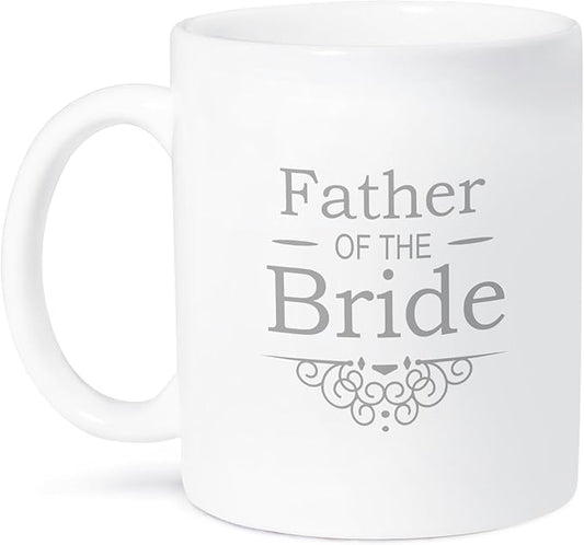 3dRose mug_151575_2 Father of The Bride in Silver-Wedding-Part of Matching Marriage Party Set-Grey Gray Swirls Ceramic Mug, 15-Ounce