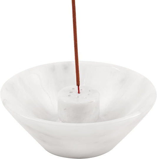 Radicaln Marble Incense Holder 5.5" Inches White Handmade Aesthetic Room Decor & Apartment Essential, Aromatherapy Holder for Incense Sticks, palo Santo Stick for Incense Burner