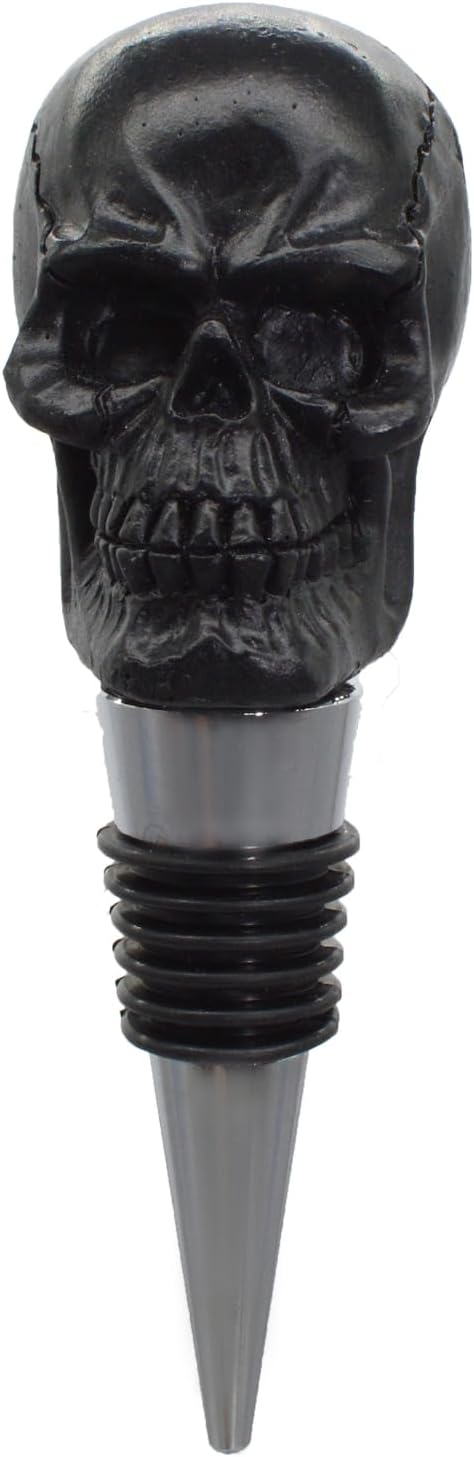 Wine Bottle Stopper Skull Decorative Beverage Wine Cork for Man Housewarming Gift,Christmas,Thanksgiving,Black