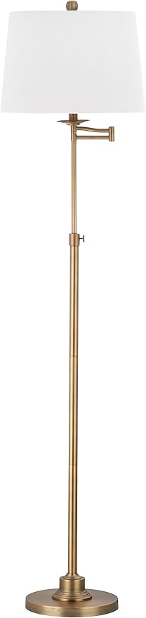 SAFAVIEH Lighting Collection Nadia Traditional Farmhouse Swivel Swing Arm Gold 64-inch Adjustable Height Living Room Bedroom Home Office Standing Floor Lamp (LED Bulb Included)