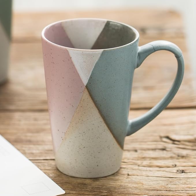 Ceramic Coffee Mugs, 10oz, Reduction Flame Craft, the Best Gift for Friends & Family, Handmade Pottery Mug, Vintage Tea Cups with Handle, Dishwasher and Microwave Safe. (Pink)