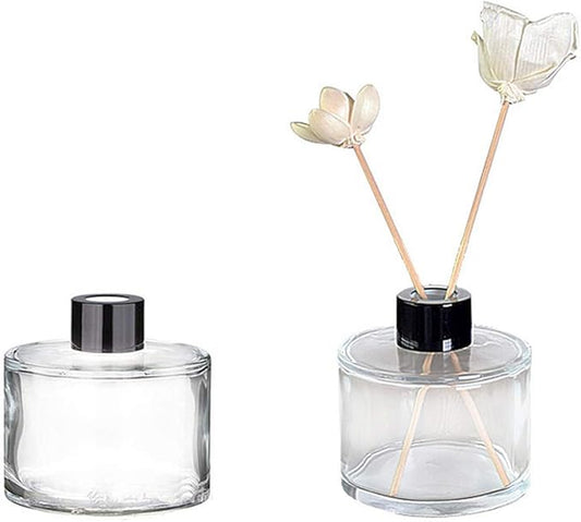 2Pcs 50ml/1.7oz Transparen Empty Glass Diffuser Bottle Clear Refillable Aromatherapy Jar Container Vase Pot Fragrance Accessories for DIY Replacement Reed Diffuser Sets