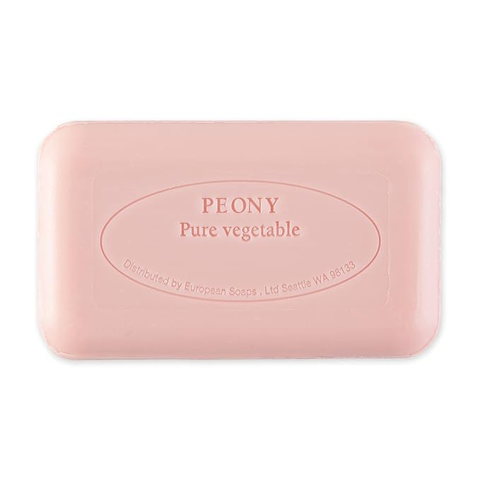 Pre de Provence Artisanal Soap Bar, Natural French Skincare, Enriched with Organic Shea Butter, Quad Milled for Rich, Smooth & Moisturizing Lather, Peony, 5.3 Ounce