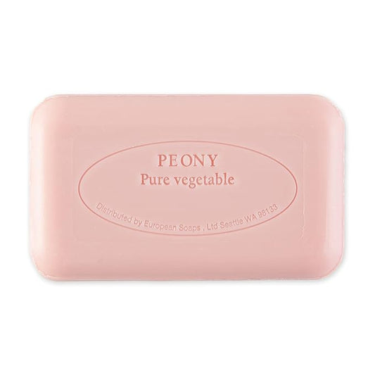 Pre de Provence Artisanal Soap Bar, Natural French Skincare, Enriched with Organic Shea Butter, Quad Milled for Rich, Smooth & Moisturizing Lather, Peony, 5.3 Ounce