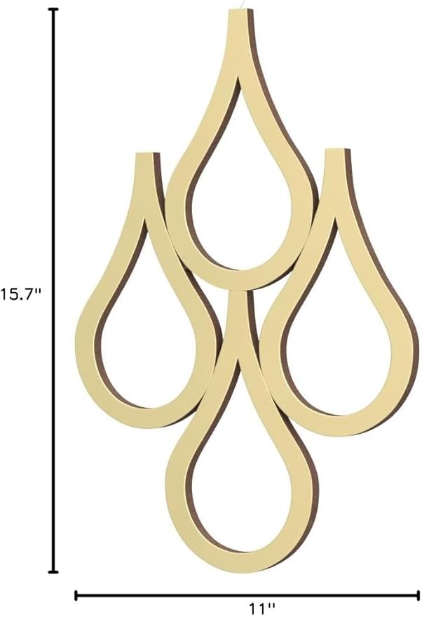 Weysat 2 Pieces Teardrop Wall Mirror Hanging Wall Mounted Decorative Accent Mirror for Home Living Room Bedroom Bathroom, 15.7 x 11 Inch(Gold)