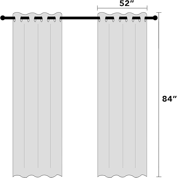 PrinceDeco Linen Curtains for Bedroom Living Room, Light Filtering Farmhouse Curtains 84 inches Long 2 Panels Set Burlap Look Farmhouse Country Decor(Off White, 52" W x 84" L)