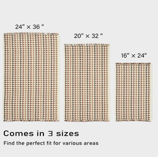 Douceur Boho Bath mat for Bathroom Floor Non Slip, Acrylic Blend Cute Bath Mats with Tassels, Quick Dry Bath mats Machine Washable, 16" x 24", Brown