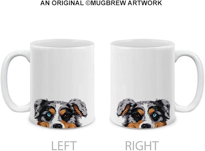 MUGBREW Merle Aussie Australian Shepherd Dog Ceramic Coffee Mug Tea Cup, 11 OZ