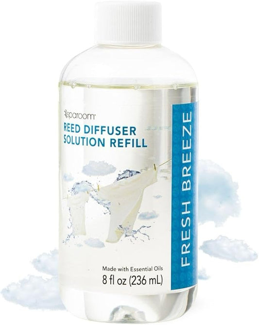 SpaRoom Reed Diffuser Oil Refill – Fresh Breeze Scent, 8oz Air Purifying Aroma for a Light and Open Feel, Ideal for Living Rooms or Hallways, Subtle Everyday Freshness for Whole Home Balance