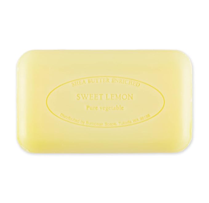 Pre de Provence Artisanal Soap Bar, Natural French Skincare, Enriched with Organic Shea Butter, Quad Milled for Rich, Smooth & Moisturizing Lather, Sweet Lemon, 5.3 Ounce
