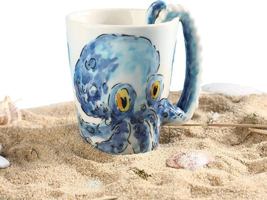 Hand-painted Animals Ceramic Mug (13.66oz) (Octopus)