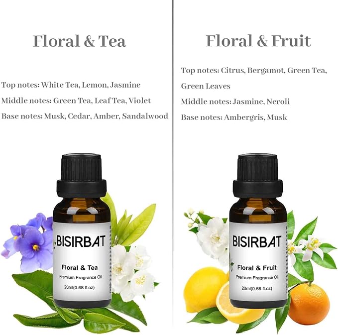 Fragrance Oils, Hotel Collection Diffuser Oil, Blend Essential Oils for Diffusers for Home, for Candle Making, Soap Making, Aromatherapy Oils - 20ml x 4 - Floral&Tea&Fruit, Oriental Floral Woody