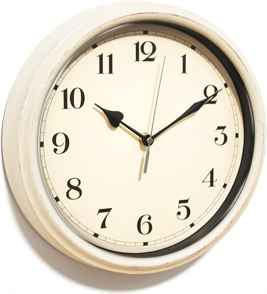AYRELY® Decorative Vintage Wall Clock - 11Inch Silent Non-Ticking Clocks Battery Operated - Classic Decor for Living Room, Farmhouse, Kitchen, Bedroom, Bathroom (White)