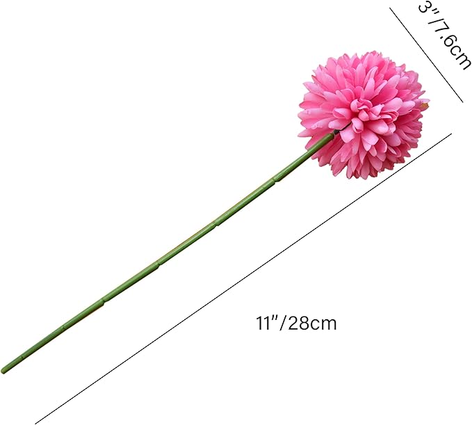 Mandy's Hot Pink Artificial Ball Chrysanthemum 12 Stems Faux Flowers with Bendable Stems for DIY Wedding Centerpiece Fall Decor Home Arrangements