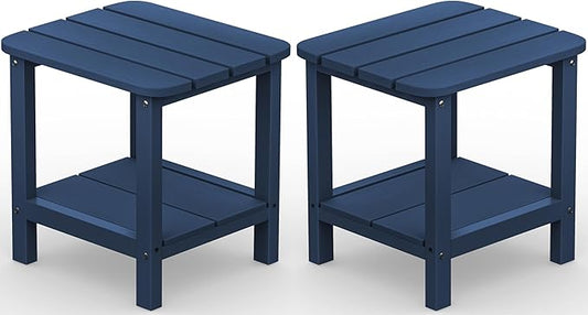SERWALL Adirondack Table Set of 2, Outdoor Side Table- Blue