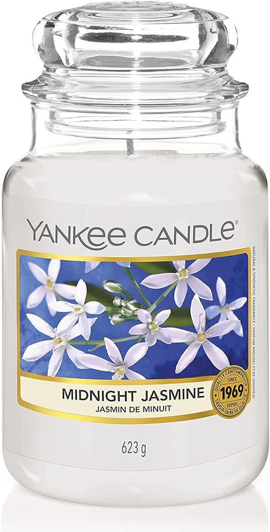 Yankee Candle Midnight Jasmine Scented, Classic 22oz Large Jar Single Wick Candle, Over 110 Hours of Burn Time