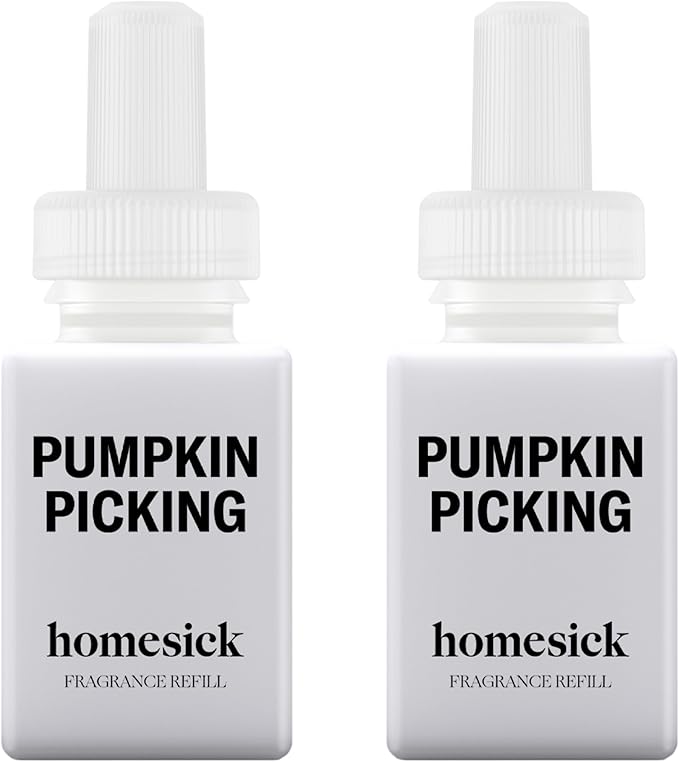 Pura & Homesick Home Scent Refill - Smart Clean Air Diffuser Fragrance - Up to 120-Hours of Luxury Fragrance per Refill - Household Essential - 2 Pack, Pumpkin Picking