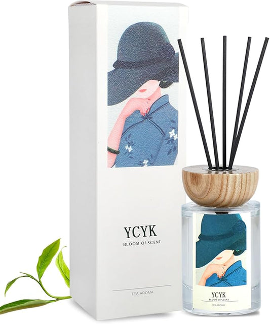 Reed Diffuser Sets 4oz(120ml) White Tea Oil Diffusers Home Fragrance with Reed Diffuser Sticks for Home Office Bathroom Aromatherapy Decor