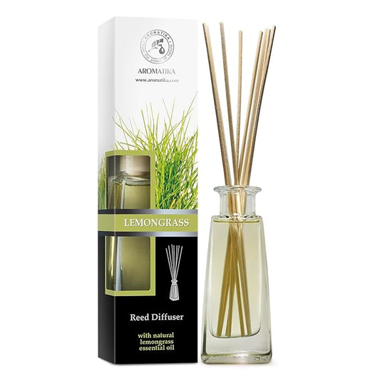 Lemongrass Diffuser w/Lemongrass Oil 3.4 Fl Oz - Scented Reed Diffuser - 0% Alcohol - Diffuser Gift Set - Best for Aromatherapy - Room Air Fresheners - Lemongrass Essential Oil Diffuser