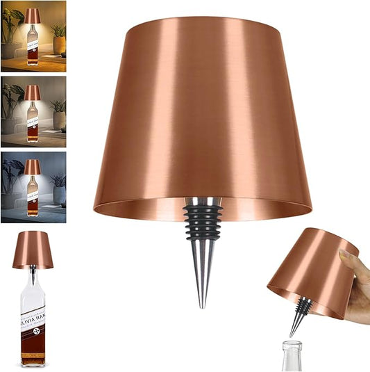 Wine Bottle Lamp, 2025 New 3 Color Rechargeable Wireless Bottle Lamp for Liquor Bottles with Touch Dimming for Parties, Restaurants & Home Decor (Rose Gold)
