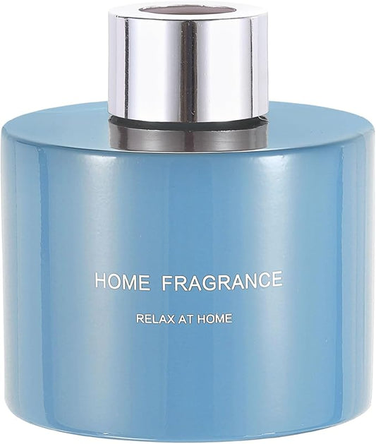 HARFINGTON Empty Glass Diffuser Bottle 140ml/4.7oz Refillable Fragrance Accessories Aromatherapy Jar Container for Replacement Reed Diffuser DIY Home Bathroom Blue with Silver Tone Cap