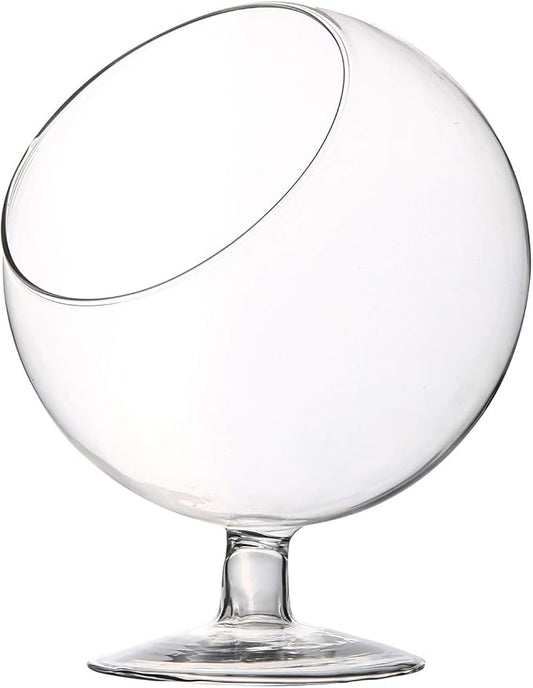 WGV Planter Terrarium with Stand, Ball Diameter 4" Height 5", Clear Glass Floral Container Vase, DIY Succulents Outdoor Garden Home Office Decor Slant Cut Orb, 1 Piece