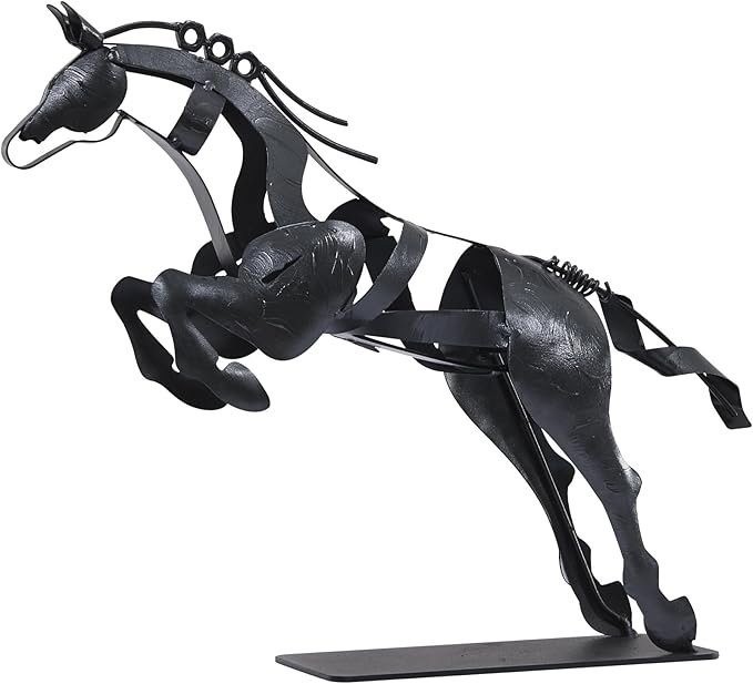 Horse Statue, Unique Metal Art Handmade Sculpture for Home Decor, Rustic Decor, Gifts for Horse Lovers (Black)