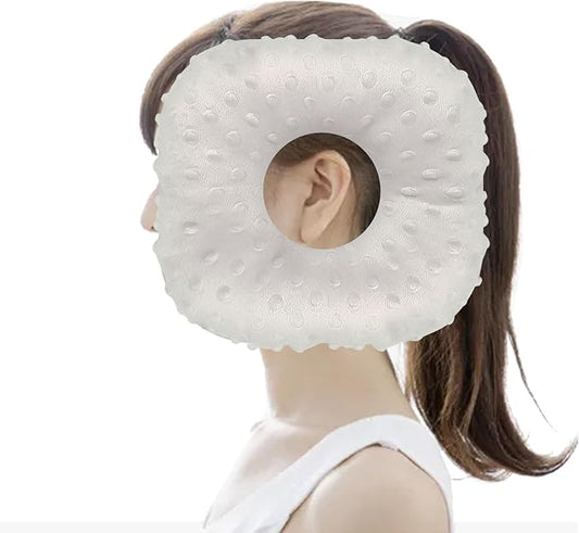 Piercing Pillow, Ear Hole Piercing Pillows, O-Shaped Side Sleeping Pillow, Ear Protector Pillow for Ear Pain, Piercing, CNH, Pain Relief Sleeping, Pressure Sore, Minky Dot(Gray), Small