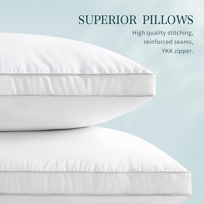 King Size Set of 2 - Adjustable Down Alternative Bed Pillows - Best Cooling Neck Pillow Good for Sleeping Back & Stomach Sleepers (King (Pack of 2))