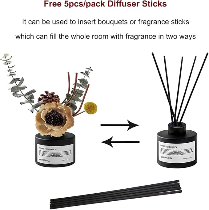 Reed Diffuser Set with Dried Flowers, 3.38fl.oz Fragrance Diffuser with Sticks, Scented Sticks Aroma Diffuser, Home & Office Décor for Air Fresheners, Bathroom (Lime Basil Citrus)