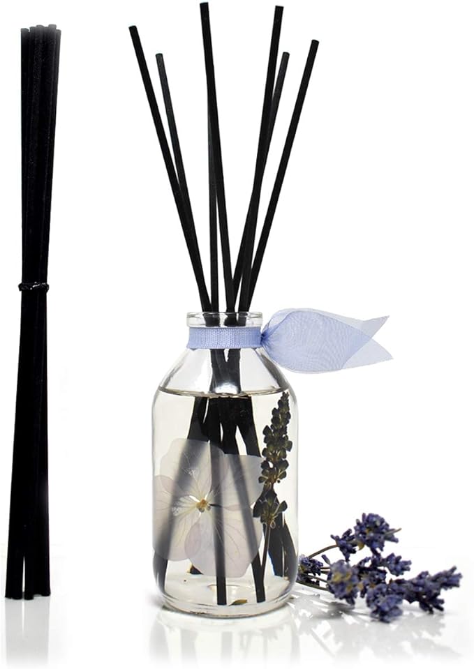 LOVSPA Lavender De Provence Essential Oil Reed Diffuser and Sticks Set - Calming Aromatherapy for Stress Relief and Relaxation - Real Lavender Stems and Hydrangea Flowers - Handmade in The USA