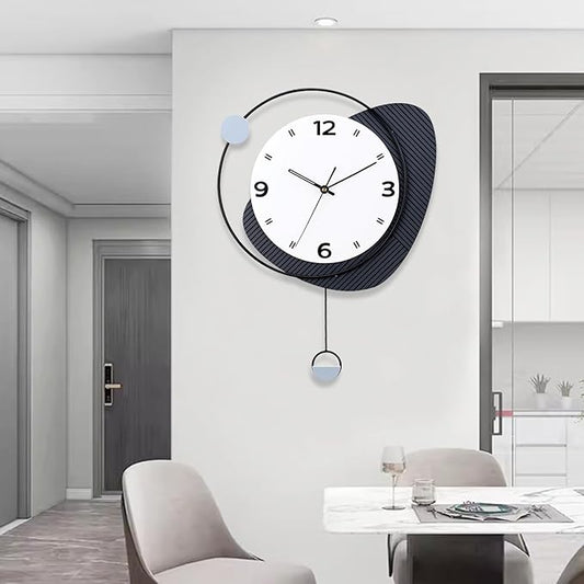 Decorative Wall Clock with Pendulum, Silent Quartz Battery Operated, Large Wall Clock for Living Room, Kitchen, Home, Bathroom, Bedroom Wall Decor,15x20.5 inch