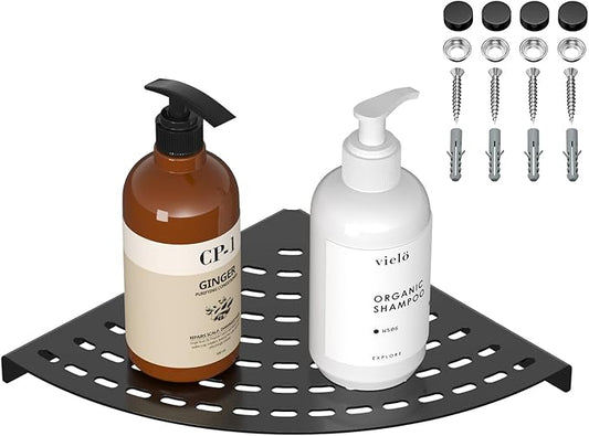 Corner Shower Shelves 304 Stainless Steel Matte Black 8in Corner Shower Shelf Drilling Installation Strong Load-Bearing Capacity