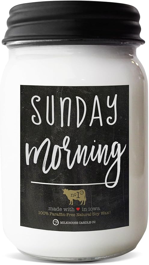 Milkhouse Candle Company - Sunday Morning - 13oz Beeswax and Soy Candles - Farmhouse Collection - 100% Natural, Paraffin Free, with Premium Fragrance Oil, Glass Jars with Lids
