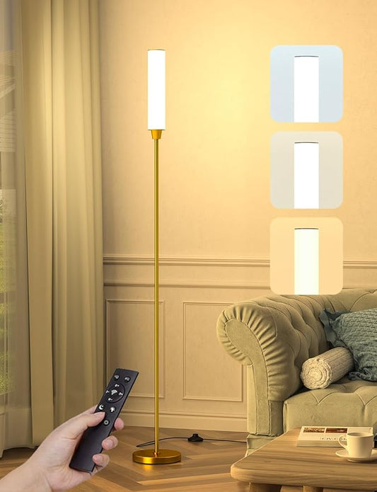 Floor Lamps for Living Room, Upgrade Moder Floor Lamp with Remote Control, Full Range Dimming Minimalist Standing Lamp Perfect for Living Room, Bedrooms and Office(Copper)