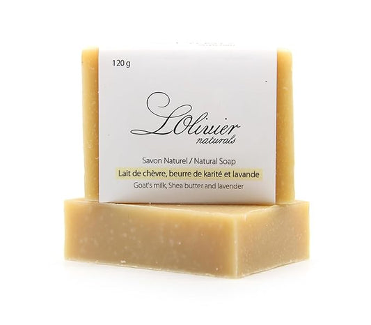 L'OLIVIER NATURALS Goat’s Milk & Shea butter Bar Soap – Unscented, Gentle on Sensitive Skin – 2 Pack, Natural Moisturizing Hand & Body Soap, Handmade in Canada