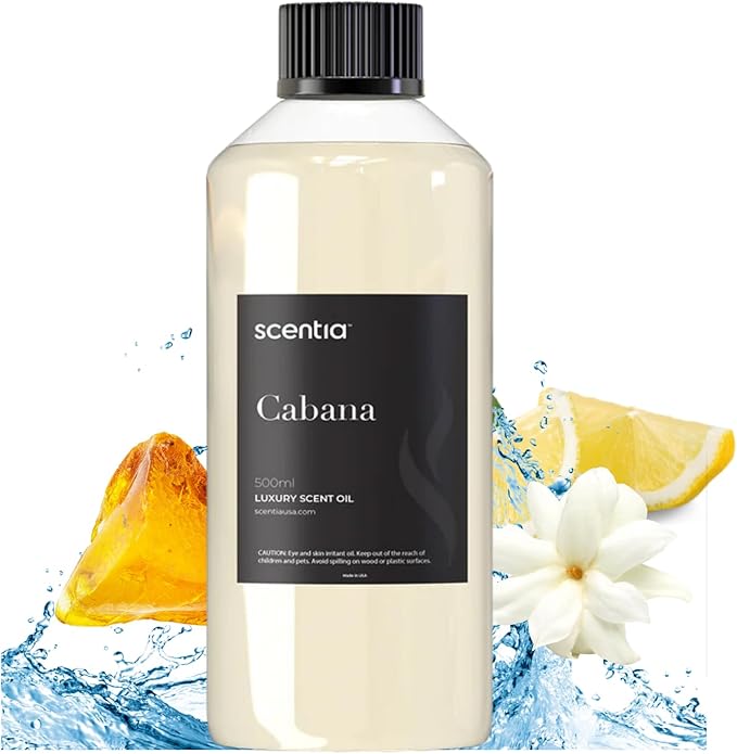 Hotel Diffuser Oil Inspired by The Ritz Carlton Hotel Scent - 500 ml 16.9 fl oz - Fragrance Oil Blend Jasmine, Bergamot & Fresh Marine Notes for Aromatherapy Diffusers and Humidifiers - Cabana