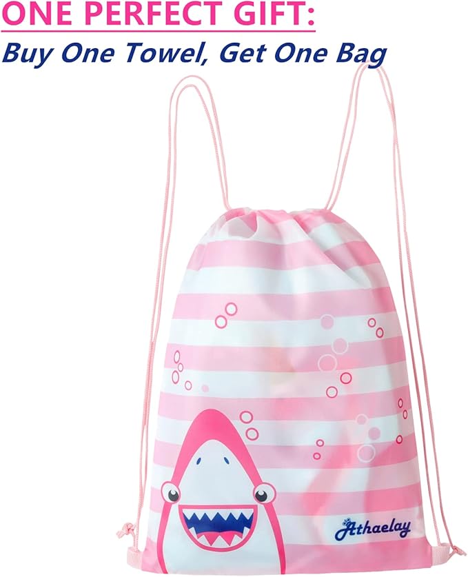 Ultra Soft Kids' Towels with Hood for Bath Beach Pool Toddler Boy and Girl Swim Poncho Cover-ups Swimwear with Drawstring Bag (Purple Mermaid (24x24 Inches))